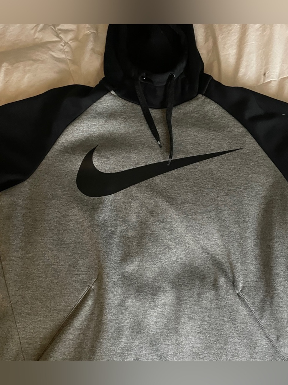 Nike Two-Tone Grey and Black Swoosh Pullover Hoodie